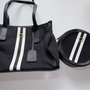 Black and White Tote and Round Bag Set